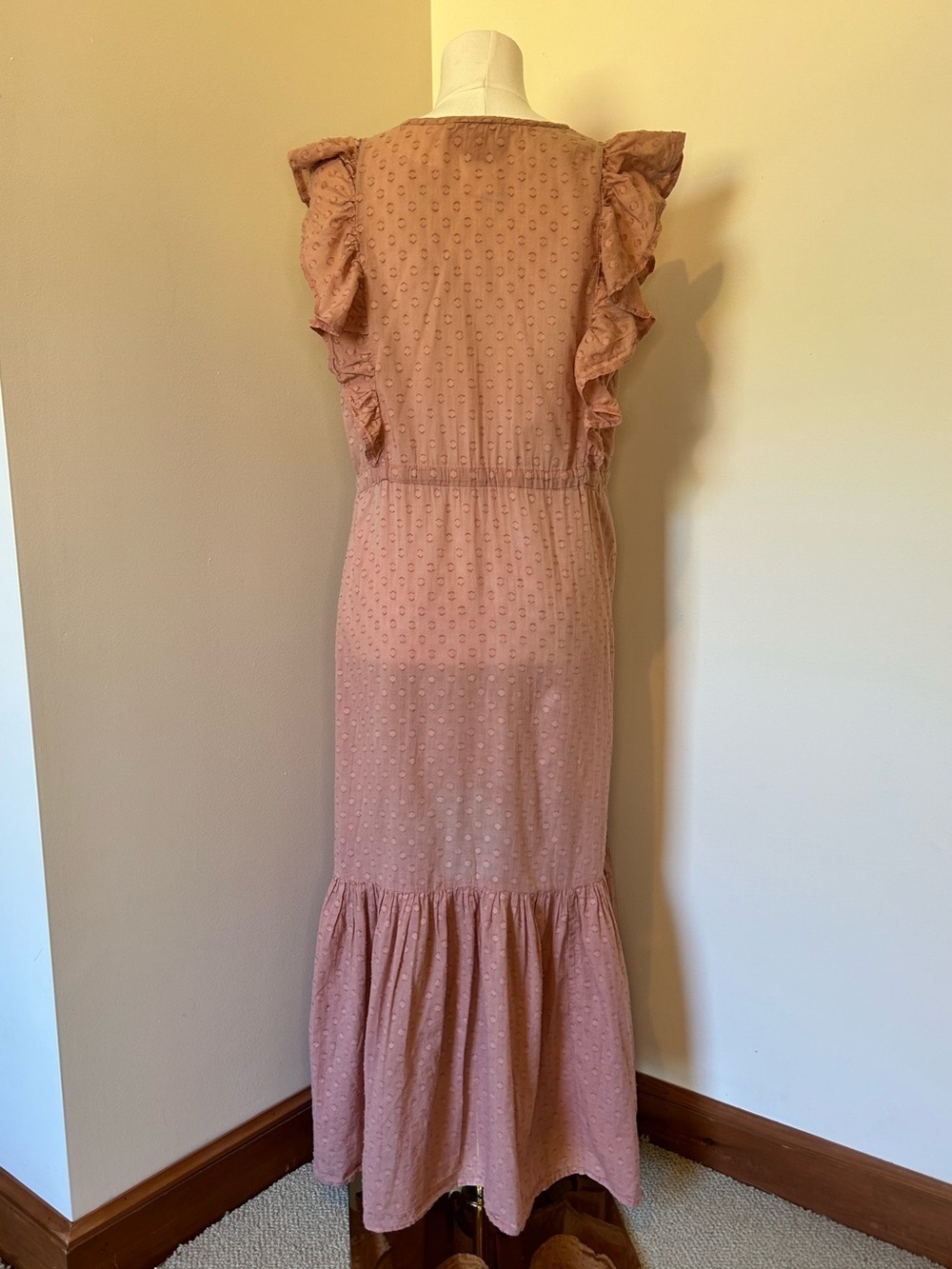Emerson Fry India Collection Chandra Dress Pink Swiss Dot 100% Cotton Size L - Picture 9 of 13
